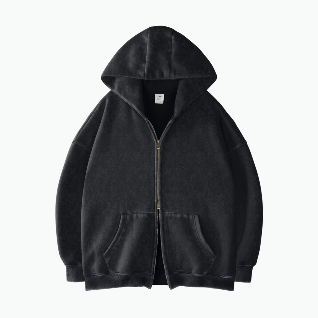 Hoodie Zippé Acid Wash Oversize Lunaria