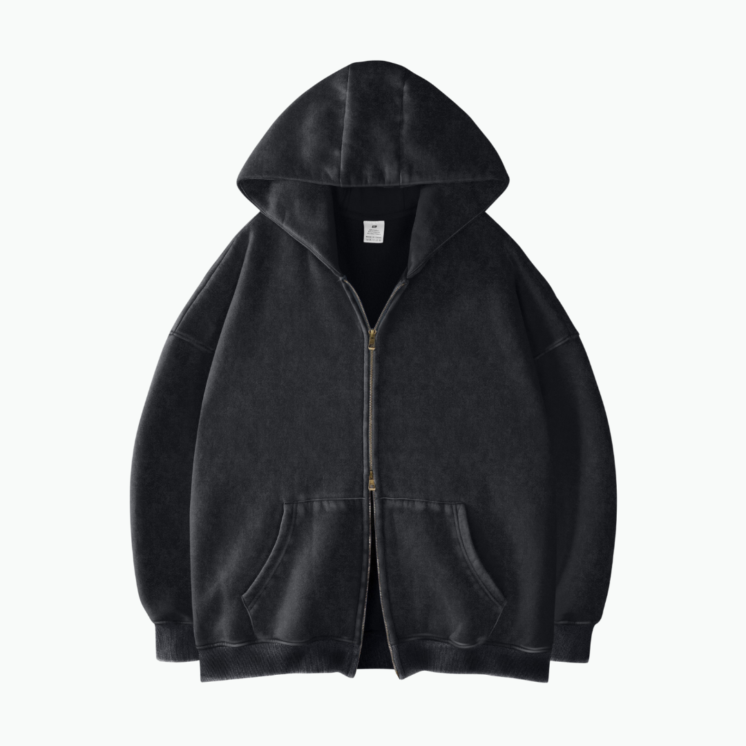 Hoodie Zippé Acid Wash Oversize Lunaria