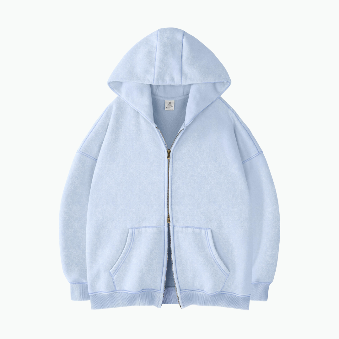 Hoodie Zippé Acid Wash Oversize Lunaria