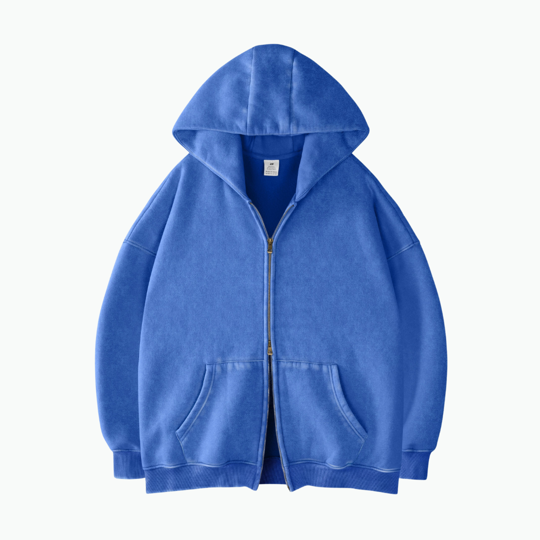 Hoodie Zippé Acid Wash Oversize Lunaria
