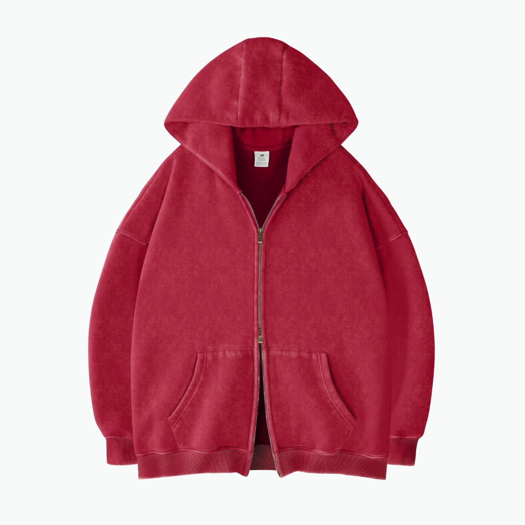Hoodie Zippé Acid Wash Oversize Lunaria