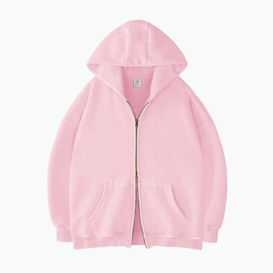 Hoodie Zippé Acid Wash Oversize Lunaria