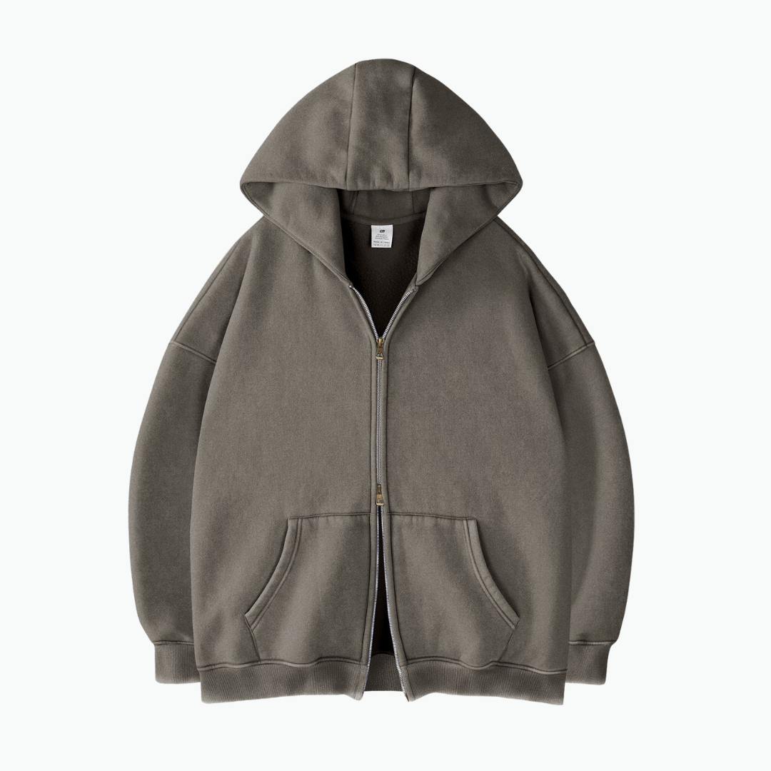 Hoodie Zippé Acid Wash Oversize Lunaria