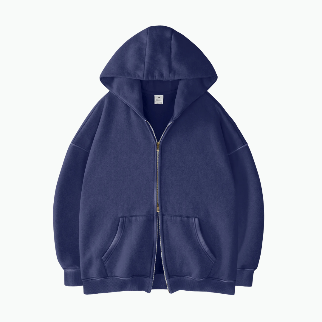 Hoodie Zippé Acid Wash Oversize Lunaria