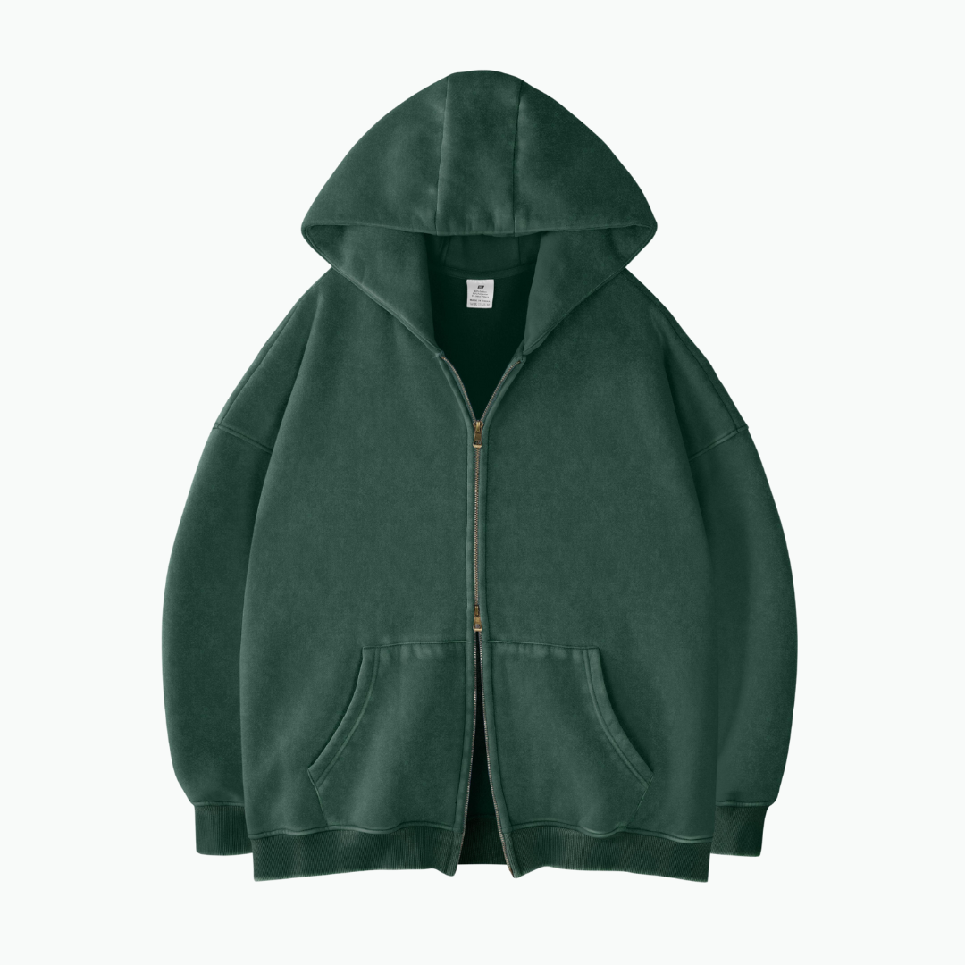 Hoodie Zippé Acid Wash Oversize Lunaria