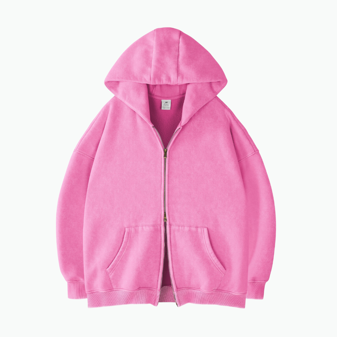 Hoodie Zippé Acid Wash Oversize Lunaria