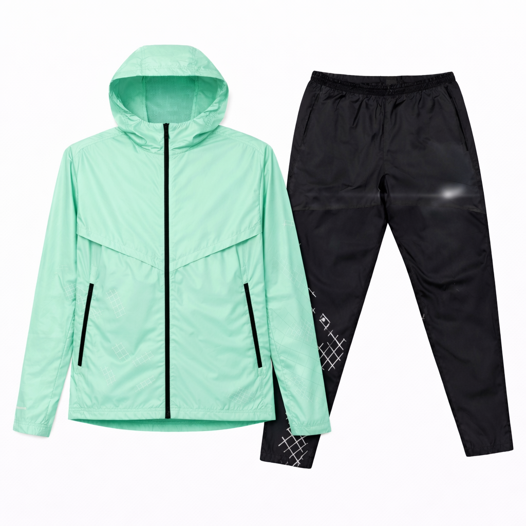 Survêtement Running - Noir / Vert